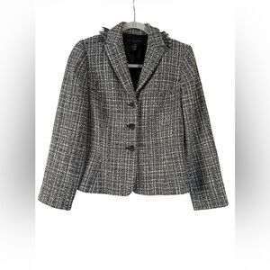 Apostrophe Blazer Womens 2P Gray Black Tweed Work Office Jacket Old Money Corp